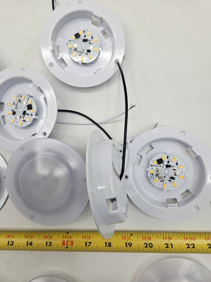 (10) White LED 001-58L Round 4.25" Camper RV Trailer Dome Lights  Recessed Base