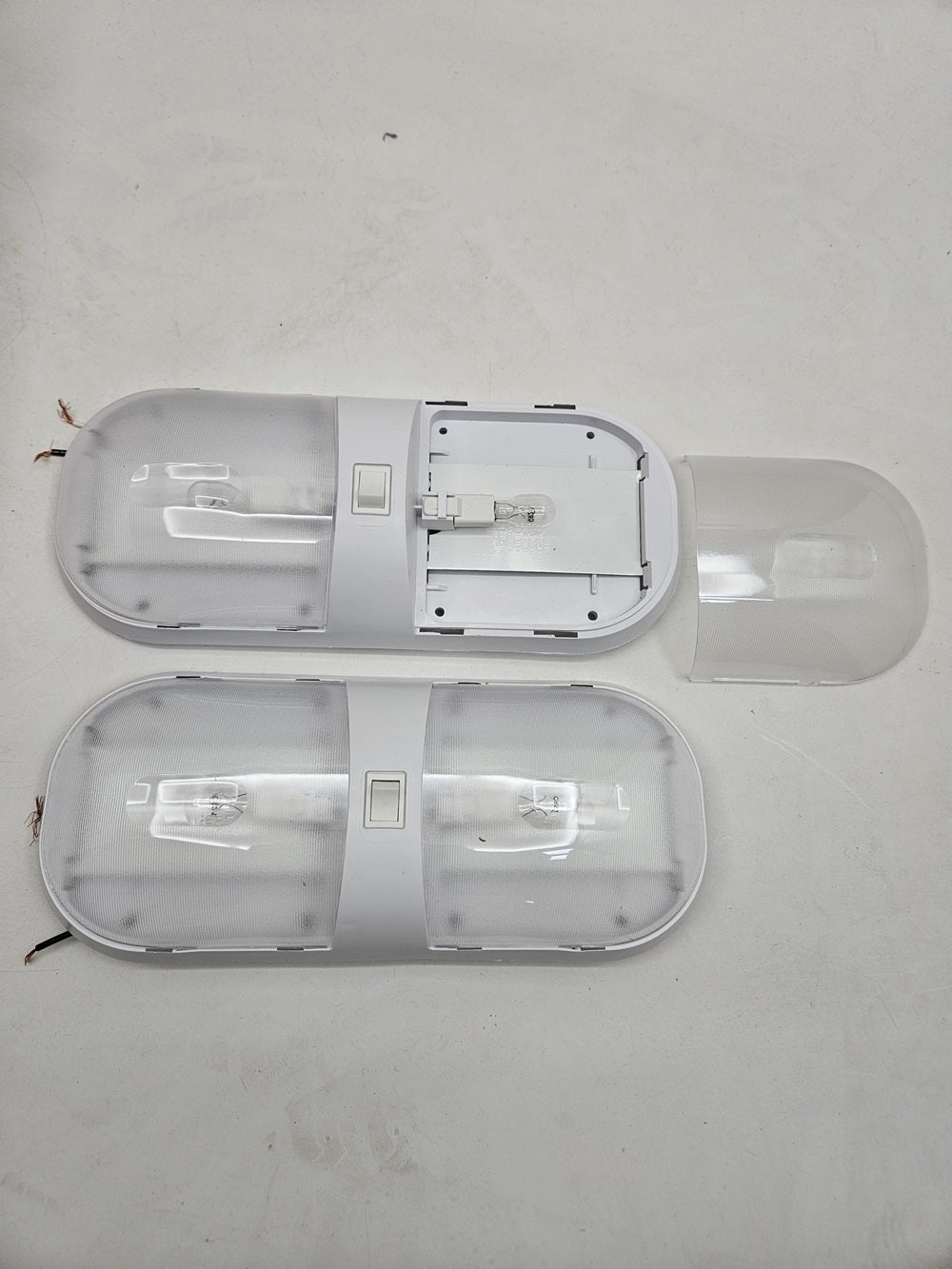 (2) Command 001-902 RV Bus Trailer Dome Ceiling Lights / Double Bulb W/ Switch