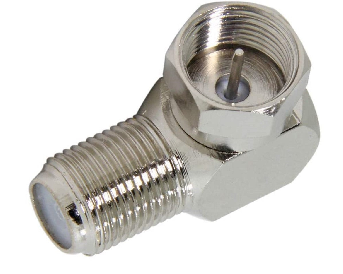 (50) Pack of Right-Angle Coaxial Connector, RG6 F Type Female to Male Adapter