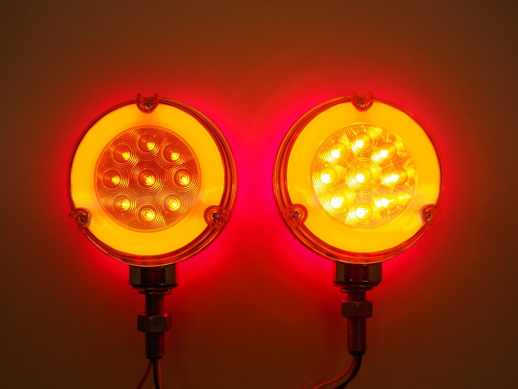 (2) 54 LED Red Amber Halo Glow Side Marker Turn Signal Semi Truck Fender Lights
