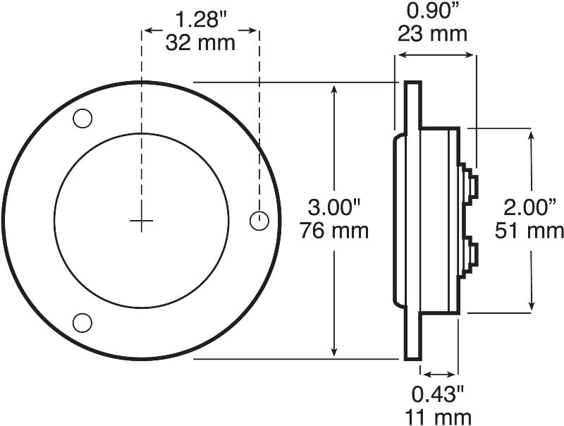 Amber 2" Round LED Marker Clearance Light