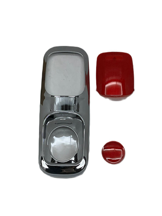 Peterbilt 2006+ Dome and Map Light Kit. W/Chrome Plastic Dome Cover - Red