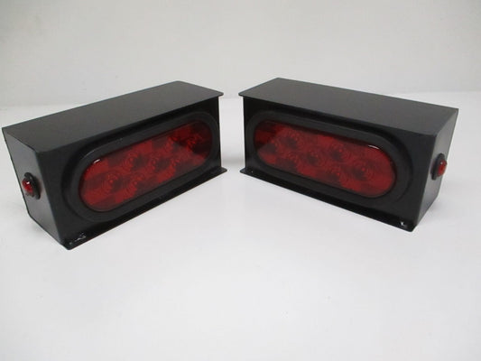Black Steel Mounting Boxes / 6 inch LED Oval Brake Stop Turn Tail Marker Lights