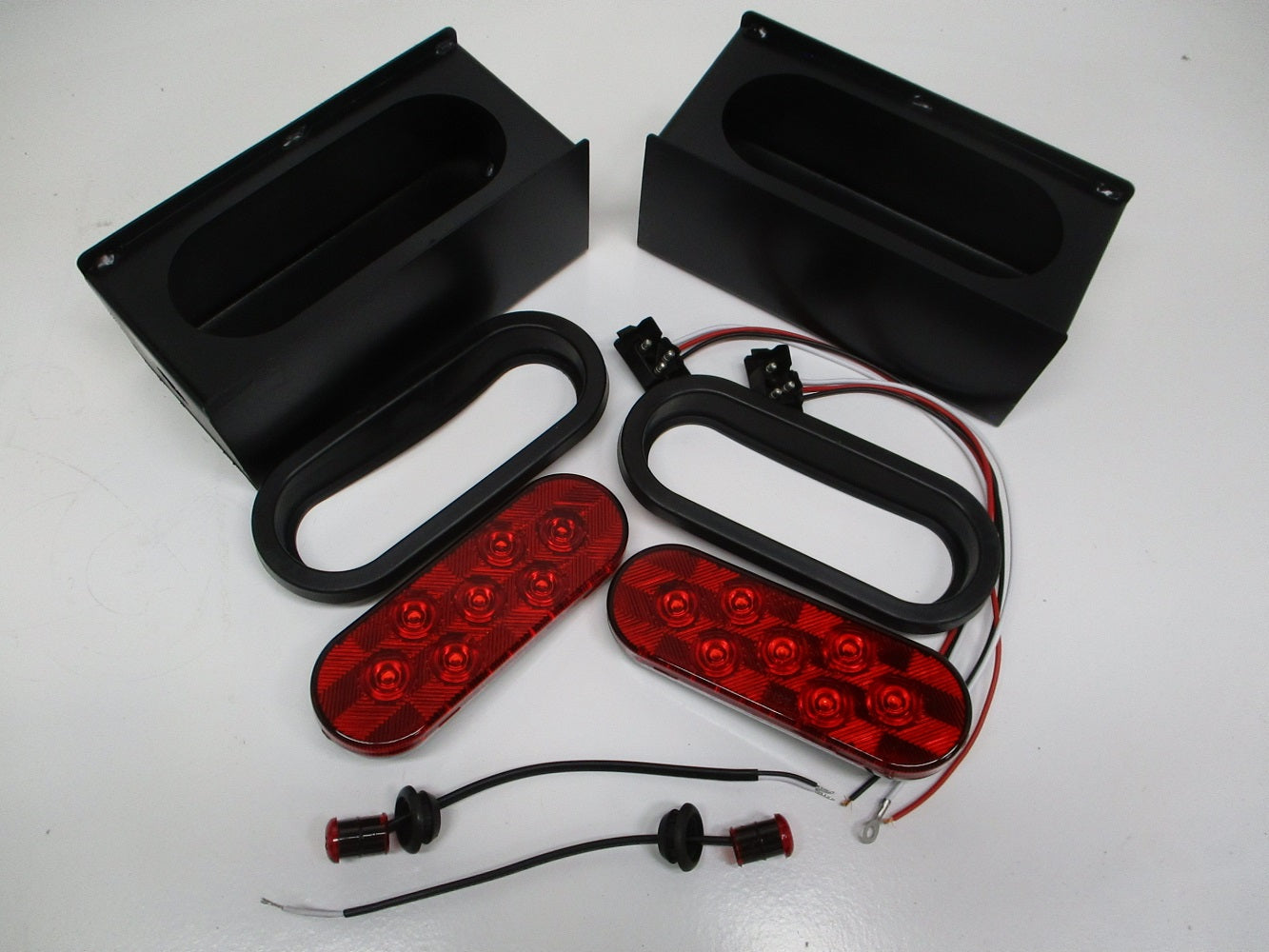 Black Steel Mounting Boxes / 6 inch LED Oval Brake Stop Turn Tail Marker Lights