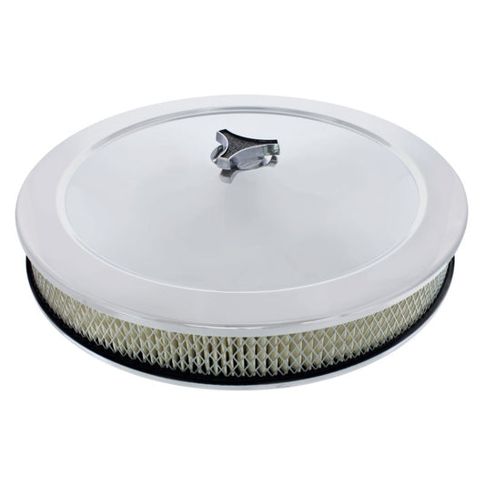 14" Chrome Air Cleaner Kit Breather Filter Hot Rat Rod Fit Ford Chevy