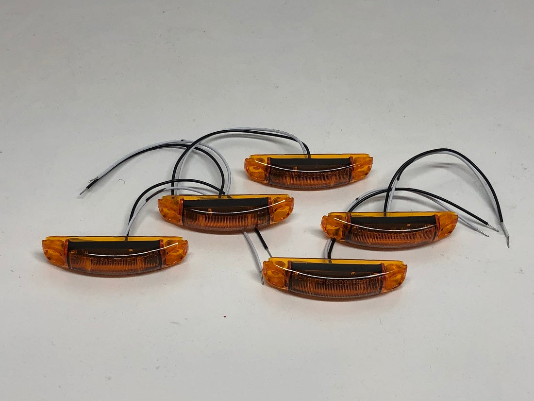 5 - Amber LED With Amber Lens Marker Clearance Lights Truck Trailer RV Bus