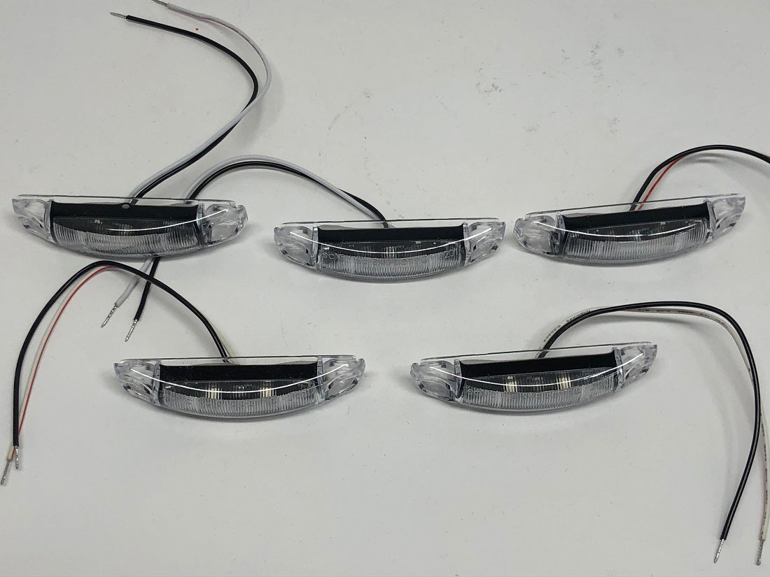 (5) - Red LED With Clear Lens Marker Clearance Lights Truck Trailer RV Bus