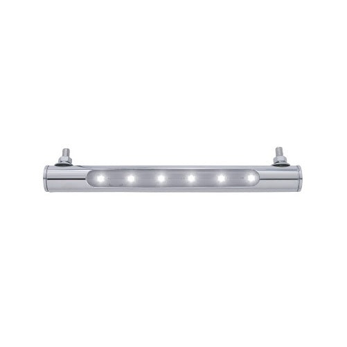 8" White 6 LED Truck RV Trailer License Plate Light / Mirror Stainless Steel