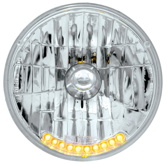 One 7" Crystal Headlights / Lamps / with 10 LED Amber Marker Turn Signal Lights