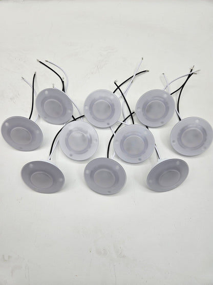 (10) White LED 001-57L Round 3" Camper RV Trailer Dome Lights  Recessed Base 12V