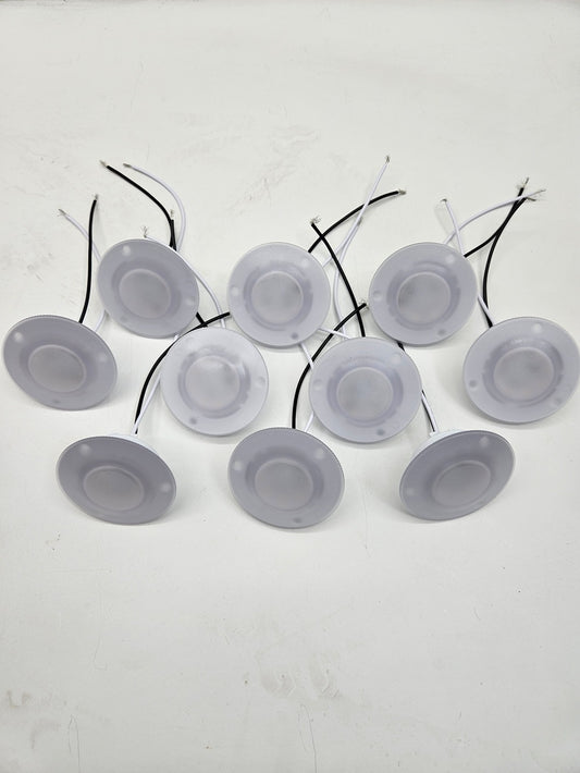 (10) White LED 001-57L Round 3" Camper RV Trailer Dome Lights  Recessed Base 12V