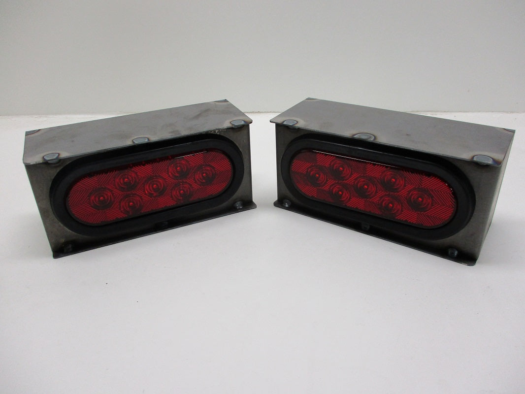 Steel Oval Mounting Boxes With 6 inch LED Oval Brake Stop Turn Tail Lights / Set