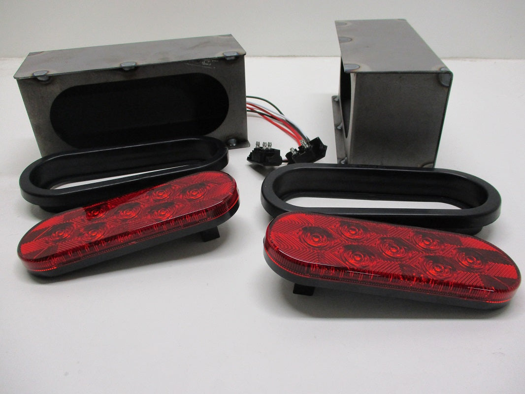 Steel Oval Mounting Boxes With 6 inch LED Oval Brake Stop Turn Tail Lights / Set