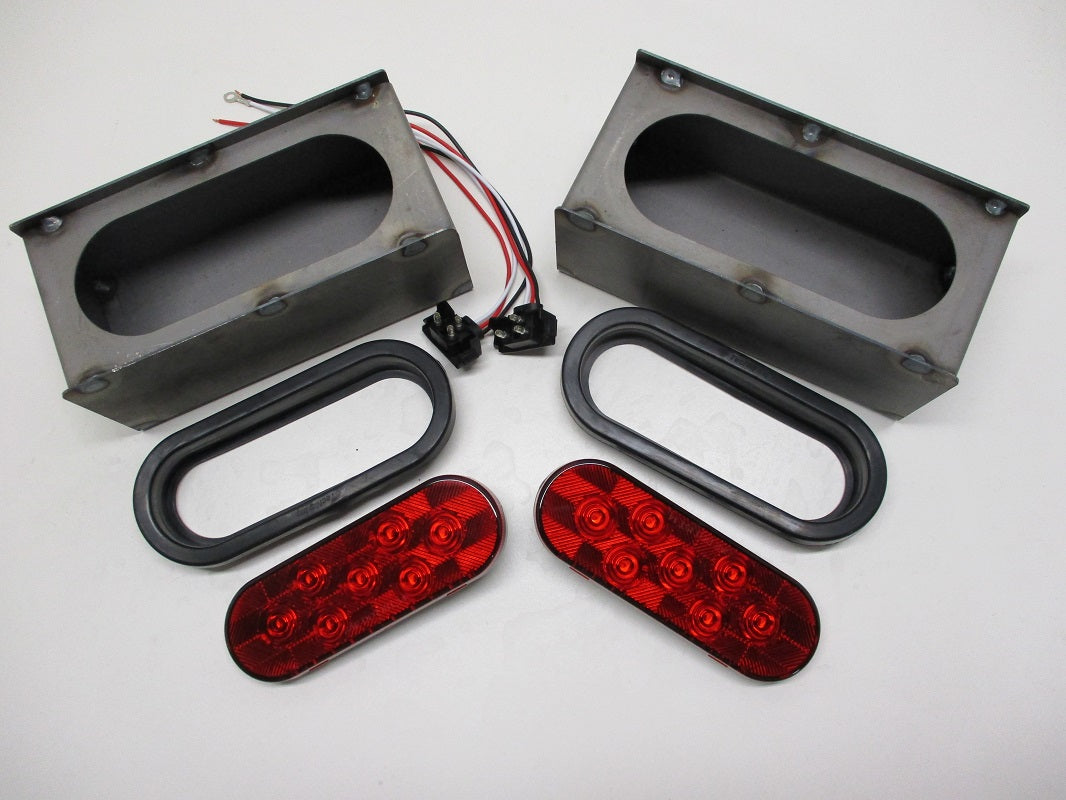 Steel Oval Mounting Boxes With 6 inch LED Oval Brake Stop Turn Tail Lights / Set
