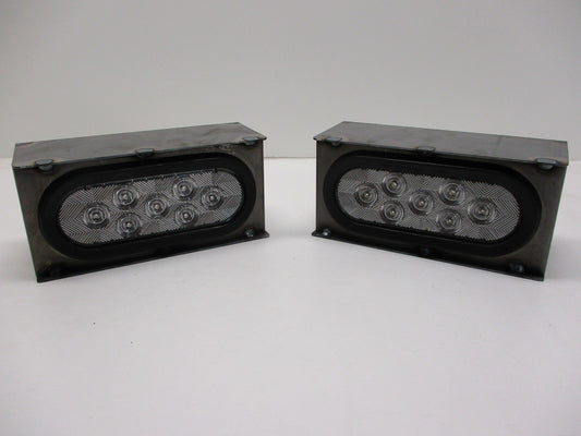 Steel Oval Mounting Boxes / 6 inch Clear Red LED Brake Stop Turn Tail Lights