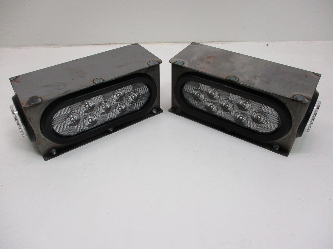 Steel Oval Mounting Boxes Clear Red LED Oval Brake Stop Turn Tail Marker Lights