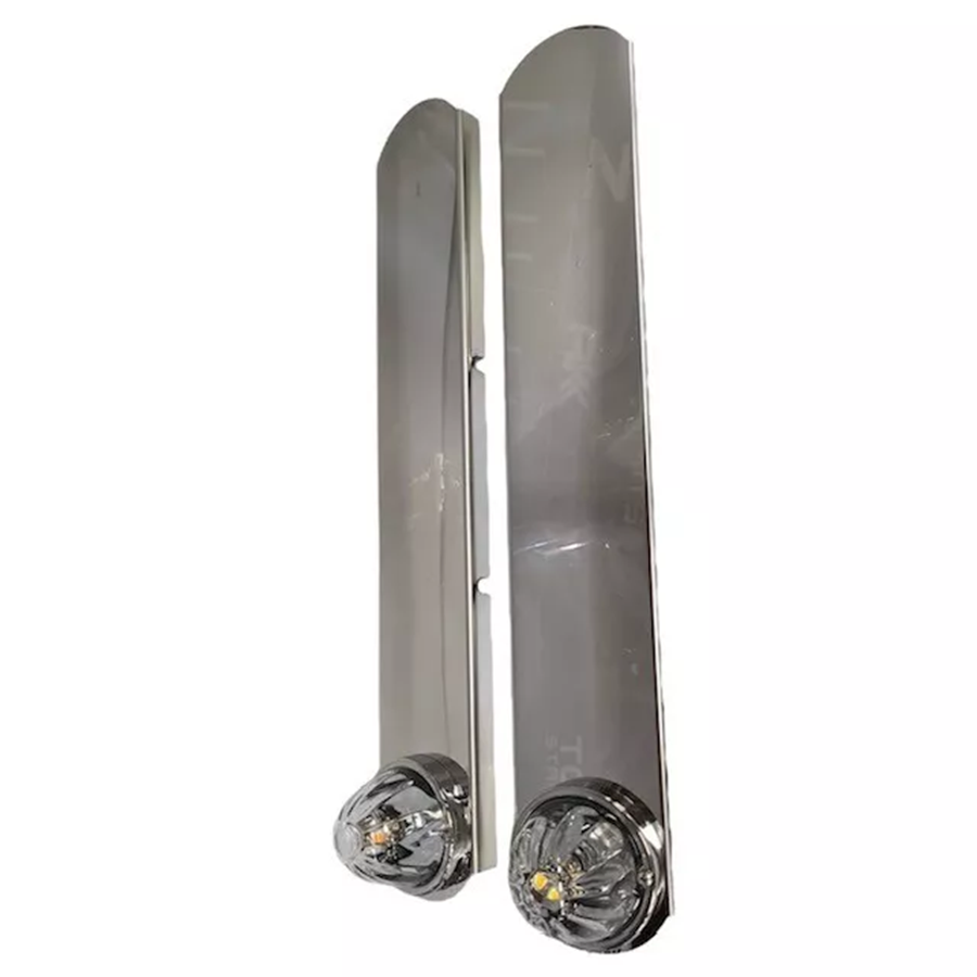 (Pair) SS Rear Peterbilt 15" Air Cleaner Round Radius Style Bracket. 1 WM Hole