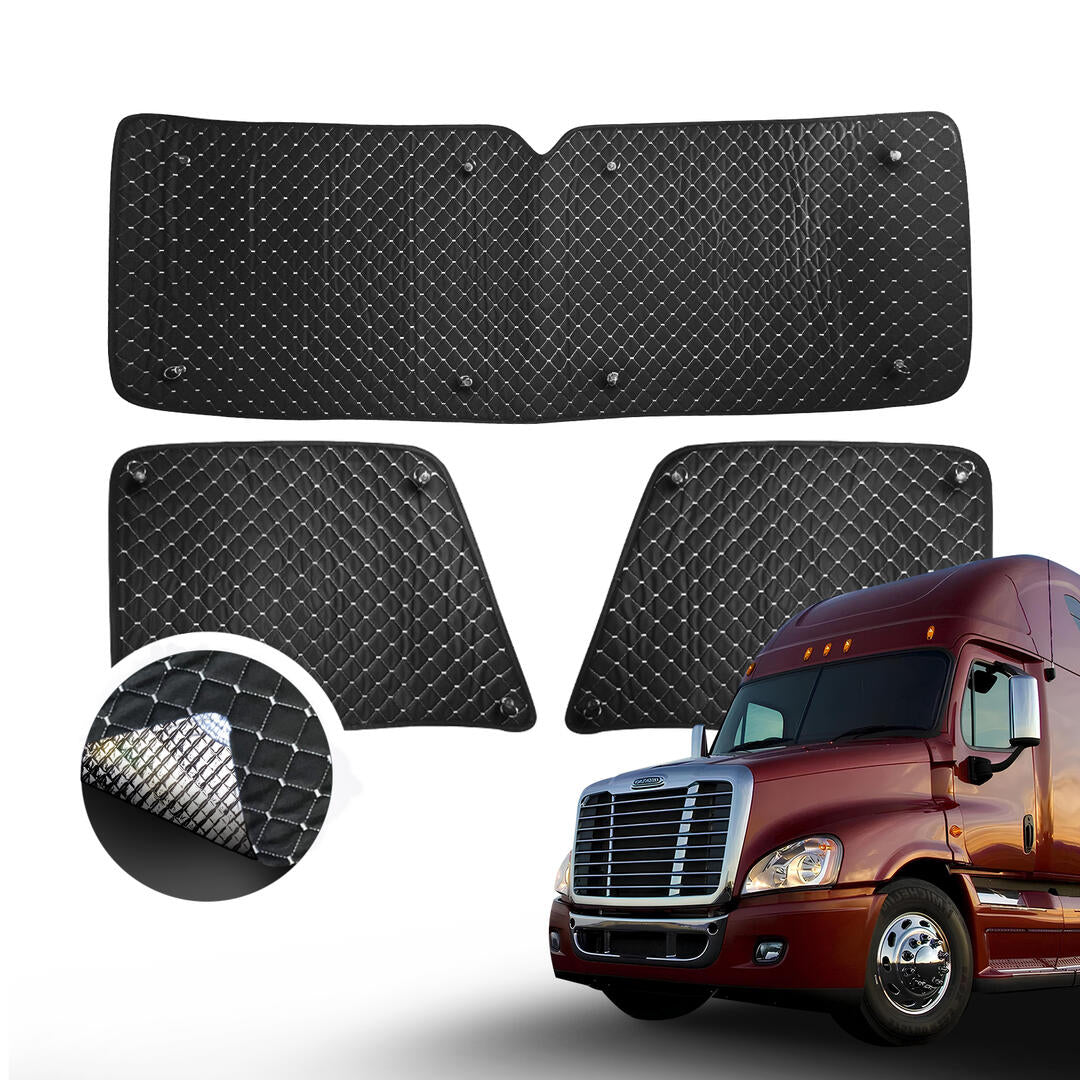 Deluxe Windshield Sunshade Kit Compatible With Peterbilt 387 587 / 3 Piece Kit