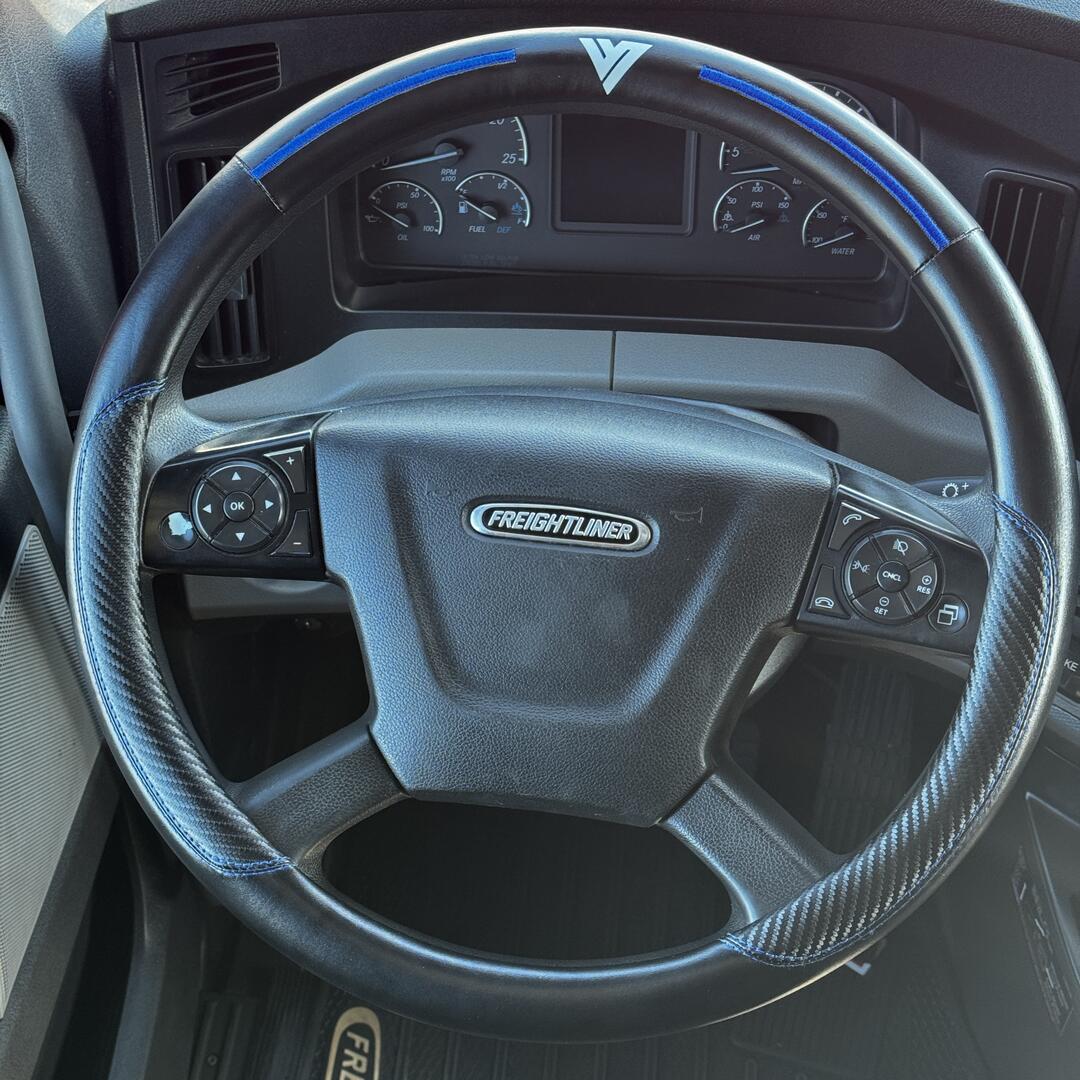 18" Truck Semi Steering Wheel Cover / Black Faux Leather / Slight Blue Accents