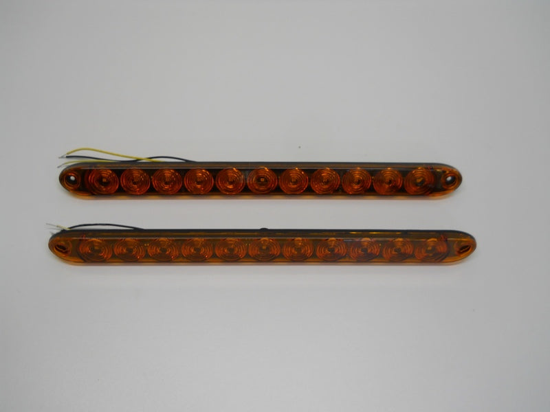 (2) Tecniq 15" Amber/Amber Lens LED Turn Brake Marker Light Bar Truck Trailer RV