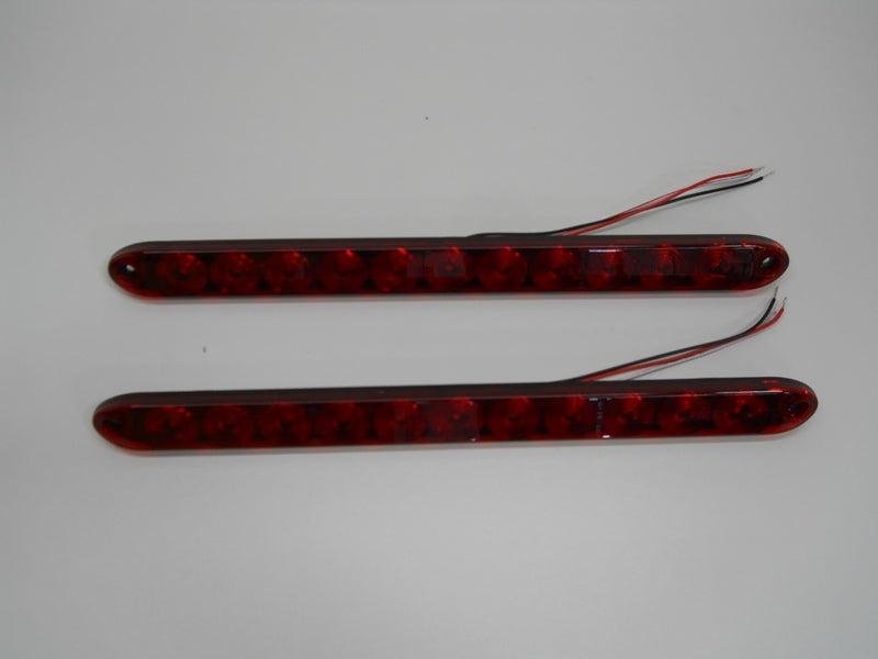 (2) Tecniq 15" Red LED Turn Brake Marker Light Bar Truck Trailer RV Camper