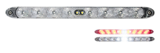 1 Pair 15"L Red 11 LED Clear Lens STT Lights w/Reverse. Trailer, Work Trucks