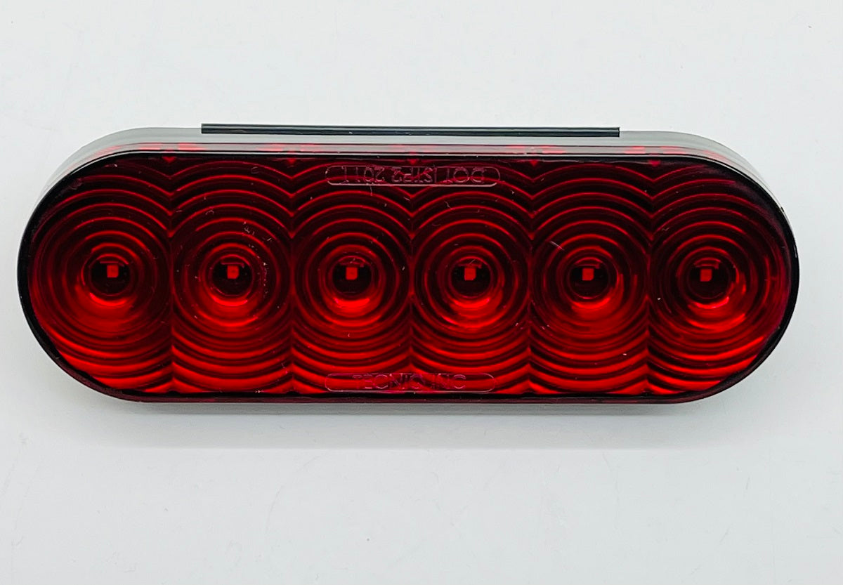 One Red 6 LED 6" Oval With Red Lens Stop Turn Tail Light Truck Trailer Bus RV