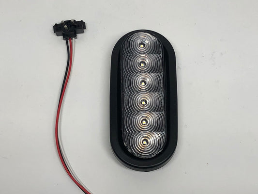 One Amber 6 LED 6" Oval Clear Lens Stop Turn Tail Light Truck Trailer Bus RV