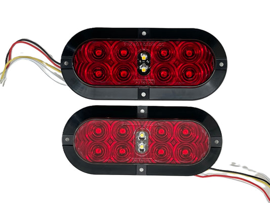 (2) 6” Oval Surface Mount LED Stop/Tail/Turn with Reverse Light RV Truck Trailer
