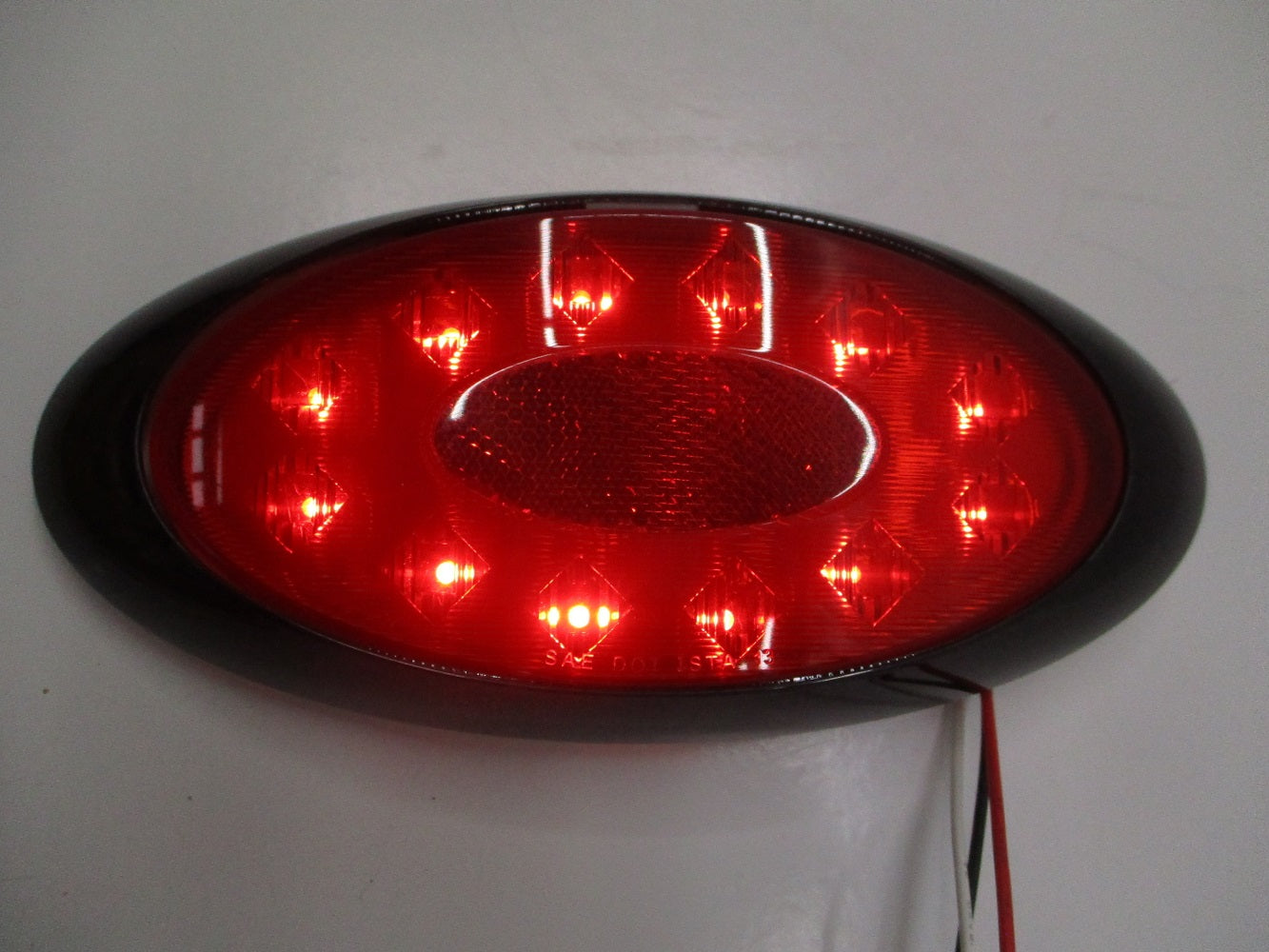 8" Bright Oval Red LED RV Camper Trailer Turn Brake Tail Lights / Black Trim