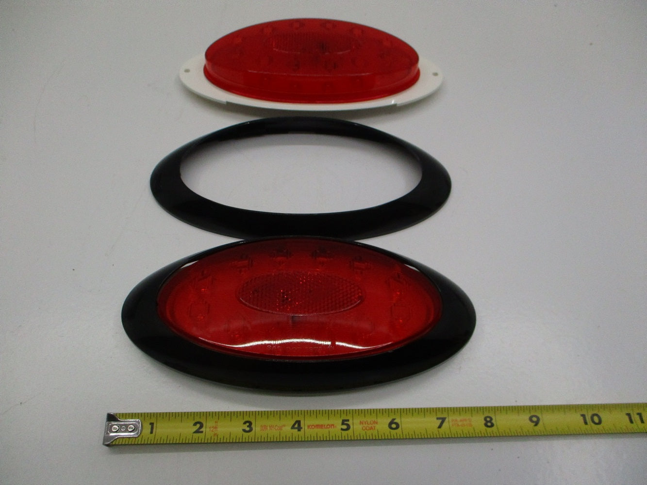 8" Bright Oval Red LED RV Camper Trailer Turn Brake Tail Lights / Black Trim