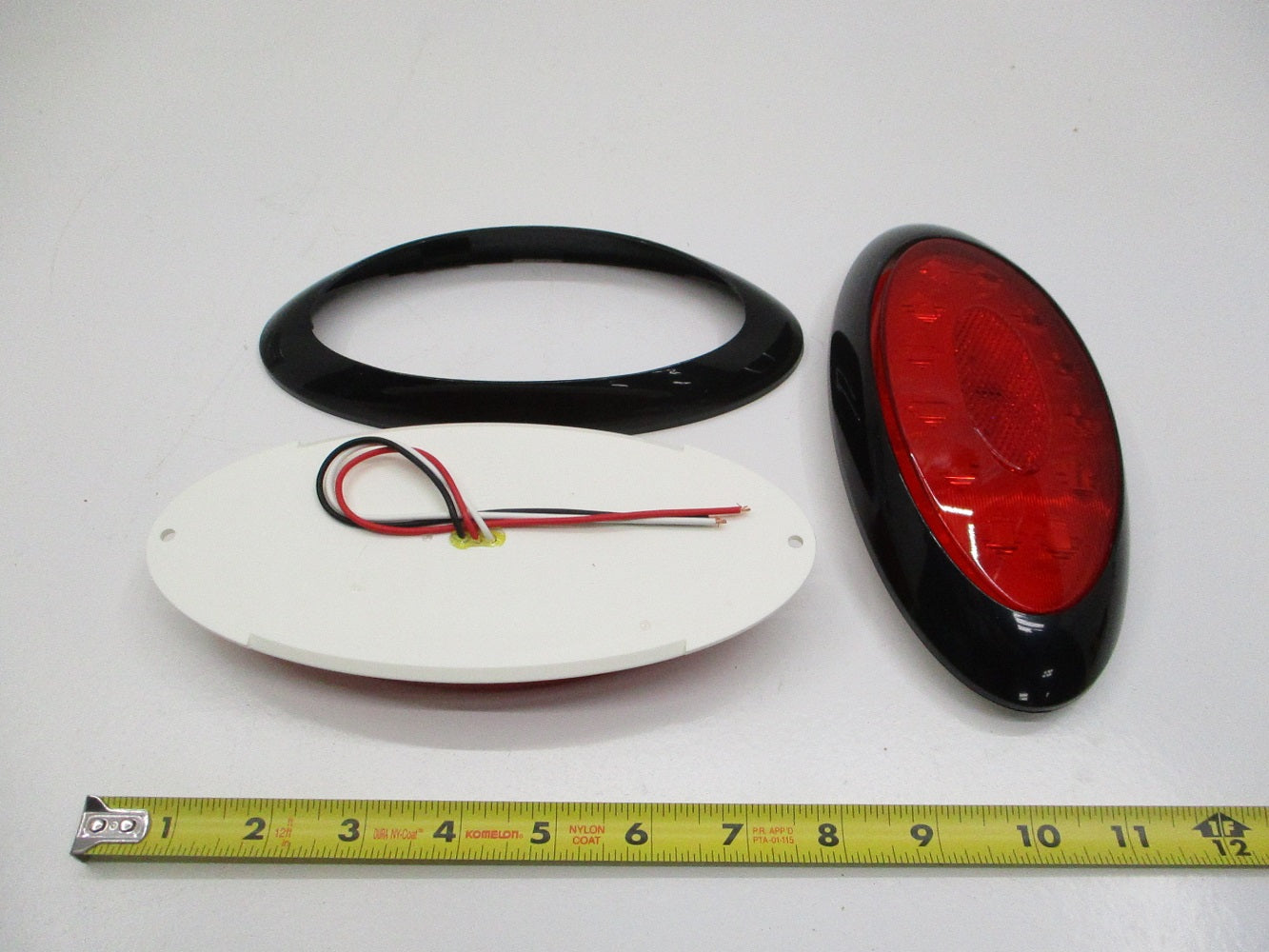 8" Bright Oval Red LED RV Camper Trailer Turn Brake Tail Lights / Black Trim