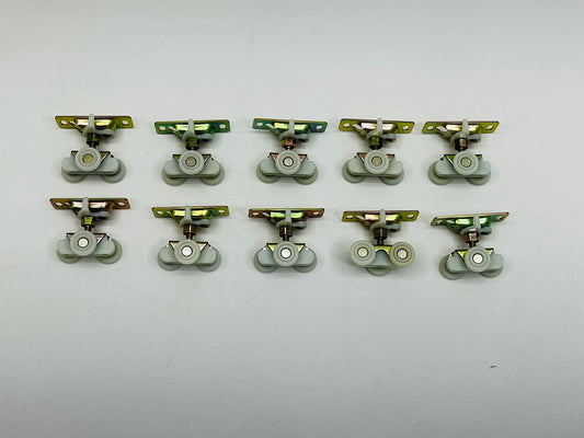 (10)-Pocket Door Nylon Roller Tri-Wheel and top bracket . 3/4" Wheels
