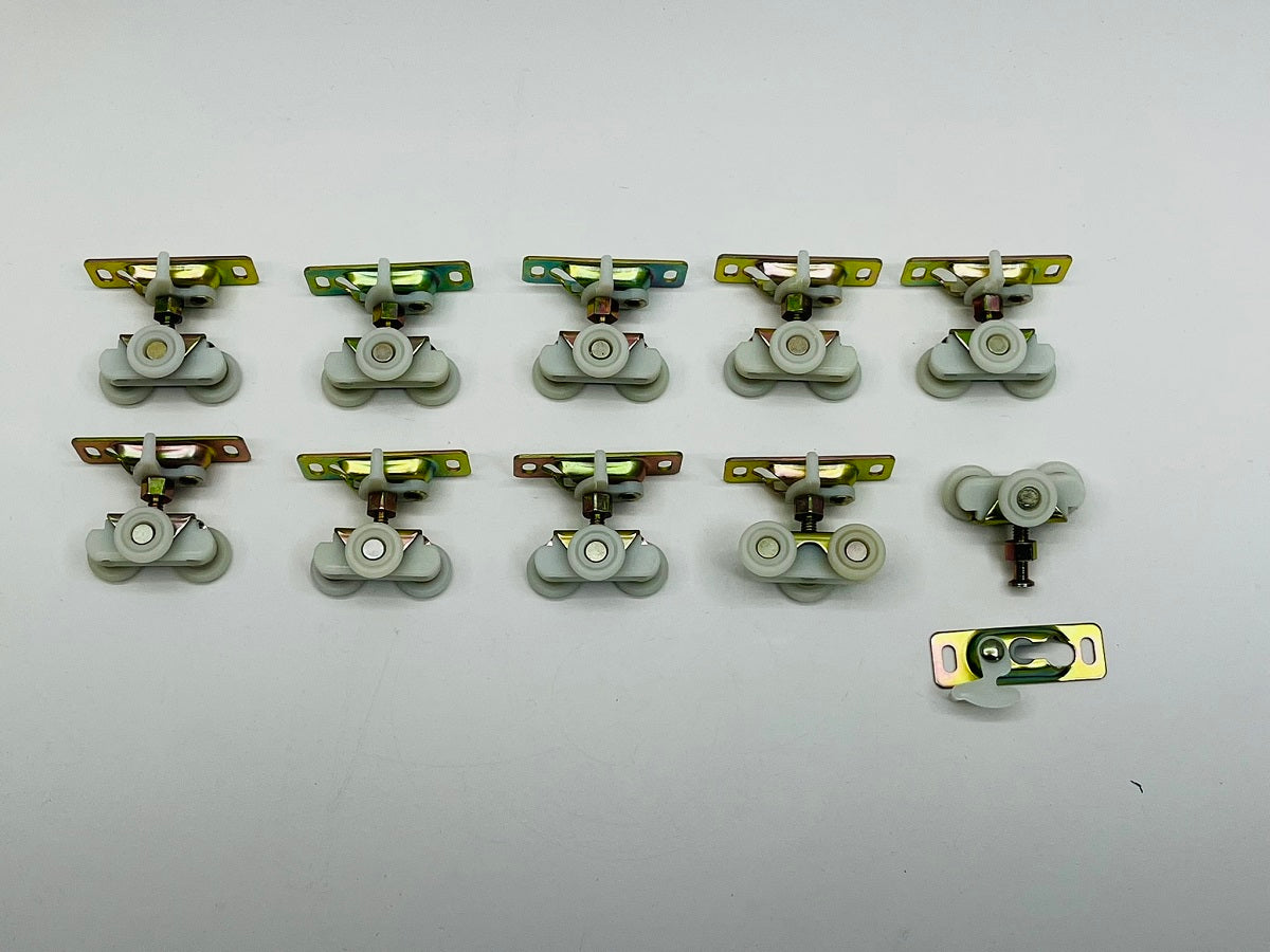 (10)-Pocket Door Nylon Roller Tri-Wheel and top bracket . 3/4" Wheels