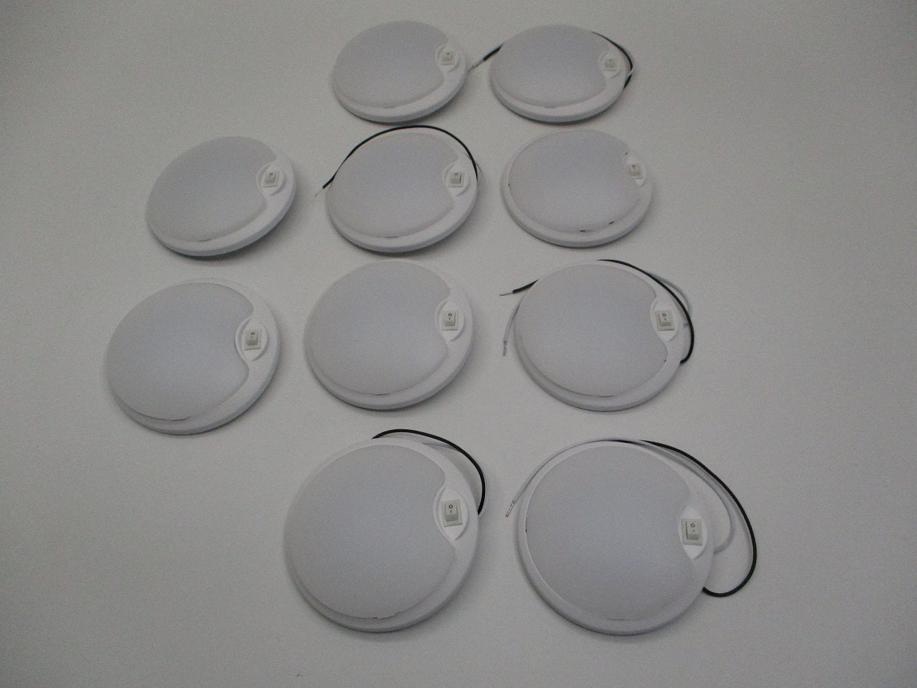 (10) White 12 LED 4.5-inch Round Camper RV Trailer Utility Dome Lights / Switch