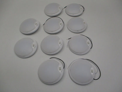 (10) White 12 LED 4.5-inch Round Camper RV Trailer Utility Dome Lights / Switch