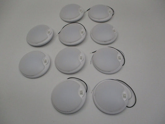 (10) White 12 LED 4.5-inch Round Camper RV Trailer Utility Dome Lights / Switch